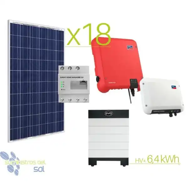 A Buen Precio Kit Solar Autoconsumo SMA 29000Whdía y batería litio 6,4kWh HV