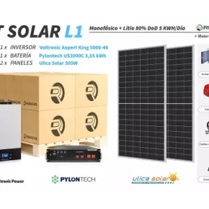 Última Oportunidad Kit Solar litio L1 5 kWh/día Pylontech 3,55 kWh 80% DOD