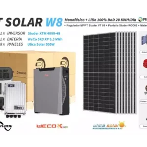 Kit Solar litio W8 20 kWh/día Weco 5,3 kWh 100% DOD Oferta De Temporada