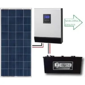 Alta Calidad Kit panel solar ECO de 700Wh/día de 12V con inversor senoidal de 1000w para uso de fin de semana