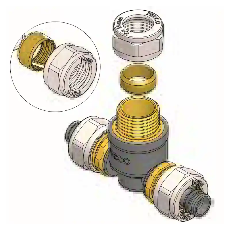 A Buen Precio Te Macho Unión Cobre Compresión FERCO Ø 16 x 15mm