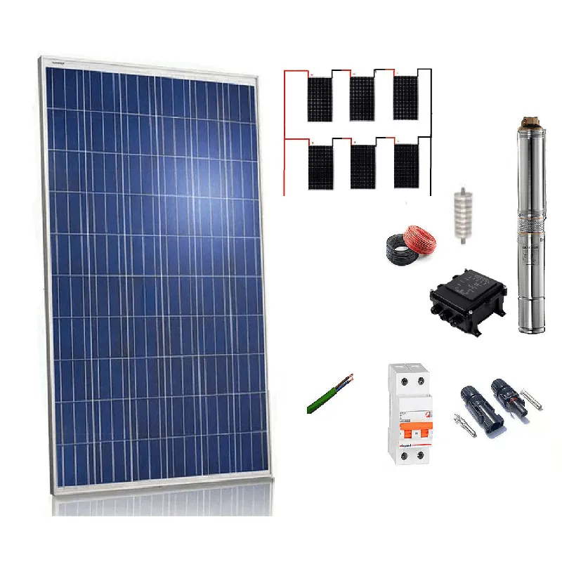 Compra Ahora Kit solar Bombeo 1100w / 1.5cv Caudal max. 3300 Litros/hora Altura 106 metros