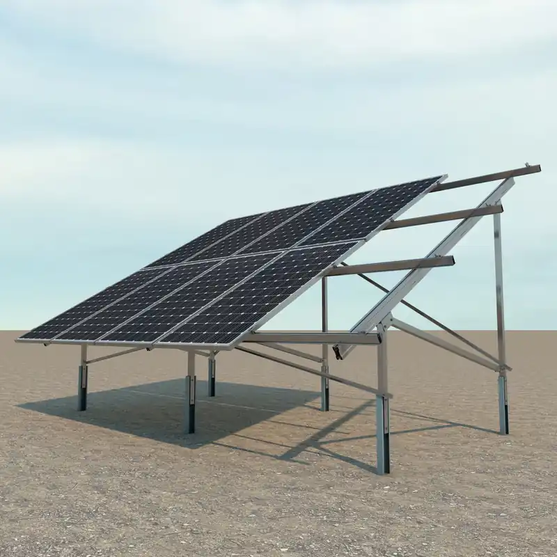 Descuento Soporte inclinado para terreno 2 filas de placas en vertical – anclaje hincado 35V