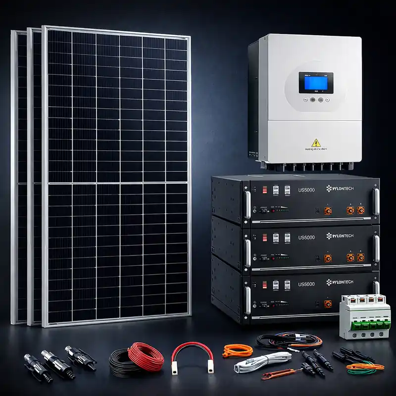 Favorito De Clientes Kit Solar 2700W 48VDC a 230VAC Híbrido Con Batería Litio Pylontech