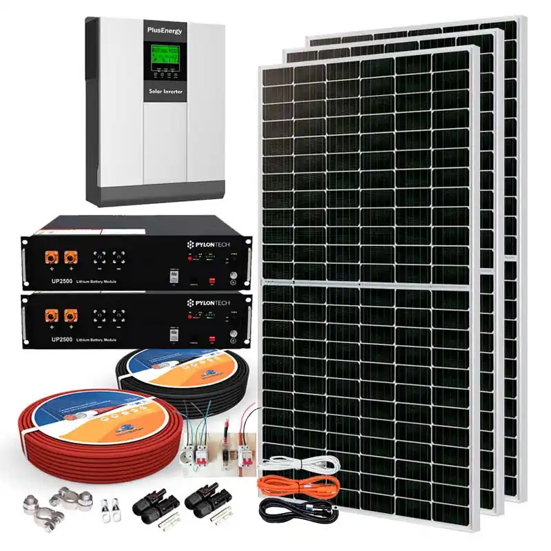 Marca Reconocida Kit Solar 24V 2000W Inversor Híbrido con Baterías de Litio