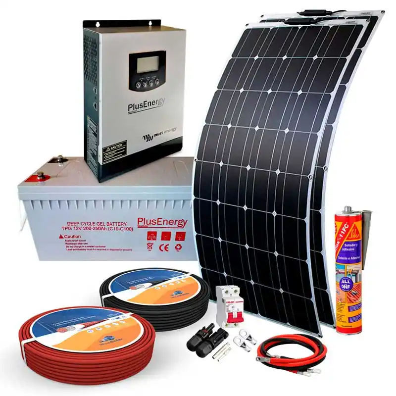 Kit solar 12v Panel Solar Flexible 150W Inversor Multifuncion 1000VA Oferta Limitada