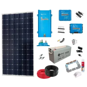 Gran Oferta Kit solar camper 200W con batería GEL 180Ah y convertidor Victron