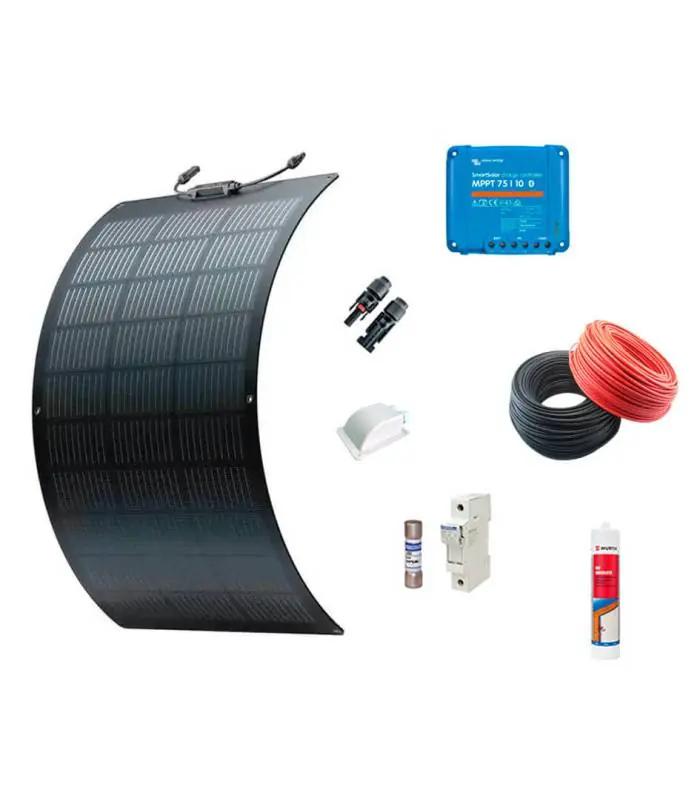 Venta Final Kit solar camper 100W 12V con panel flexible EcoFlow y regulador Victron SmartSolar