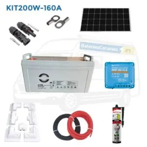Kit Solar 200W 12V para Camper con Batería 160Ah AGM Solar – 1000Wh/día Promoción Exclusiva