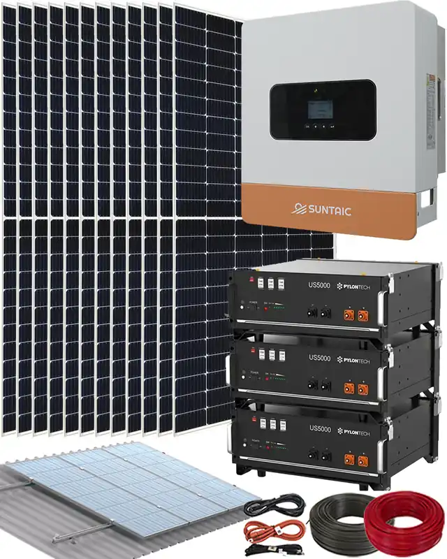 A Buen Precio Kit Placas Solares en Casa con Inversor Híbrido Suntaic STH6M-2 6000W y 3 Baterías Litio 48V