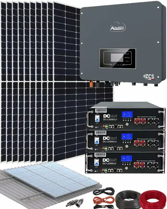 A Buen Precio Kit Instalación de Placas Solares Azzurro 5000W con Batería de Litio 15kWh