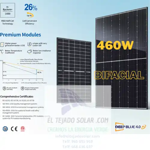 PANEL JA SOLAR 460W bifacial-N-type-108-cel-deep-blue-4-0 Promoción Exclusiva