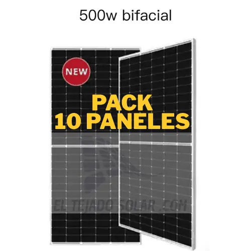 10 Paneles Solares Bifacial 500W +Energy 120 CEL N-TYPE Marco negro Última Oportunidad