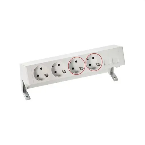 A Buen Precio Kit de sobre mesa completo con 2 bases de enchufe schuko, 2 bases SAI y placa para 2 conectores RJ45 blanco Simon 400