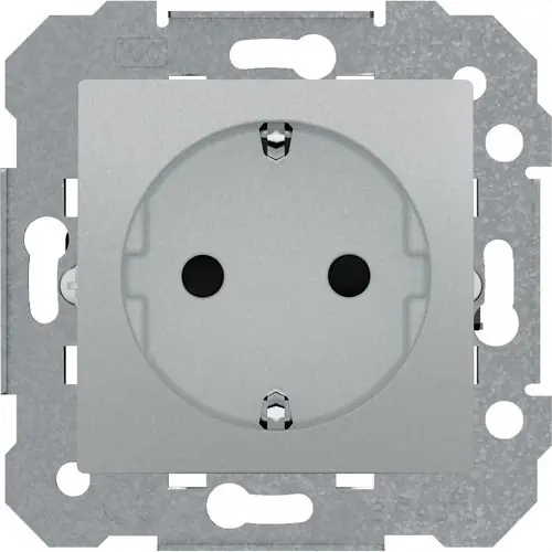 Base de enchufe schuko con toma de tierra plata luna Viva Popular