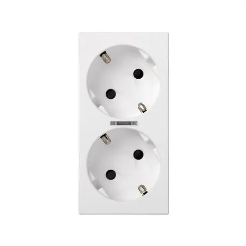 Venta Final Base de enchufe schuko doble con dispositivo de seguridad, led y embornamiento a tornillo blanco Simon 500 Cima