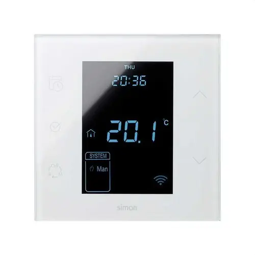 Termostato blanco brillante Simon 100 Certificado