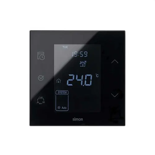 Termostato negro brillante Simon 100 Oferta De Temporada