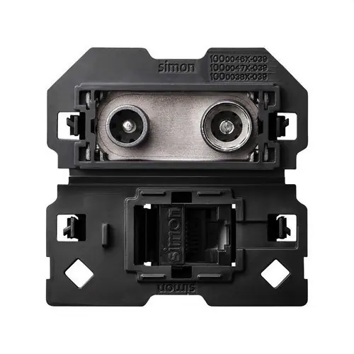 Toma de señal modular R-TV+SAT intermedia y de voz y datos RJ45 categoría 6 UTP Simon 100 Compra Ahora