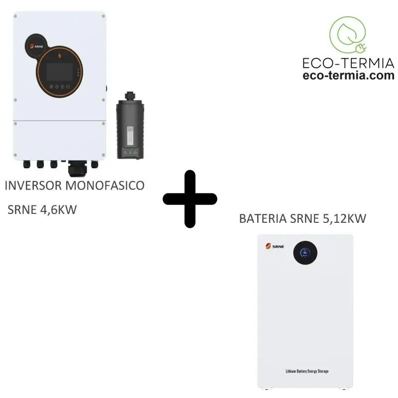 Kit Inversor Híbrido Monofásico 4,6Kw + Batería 5,12Kw Envío Exprés
