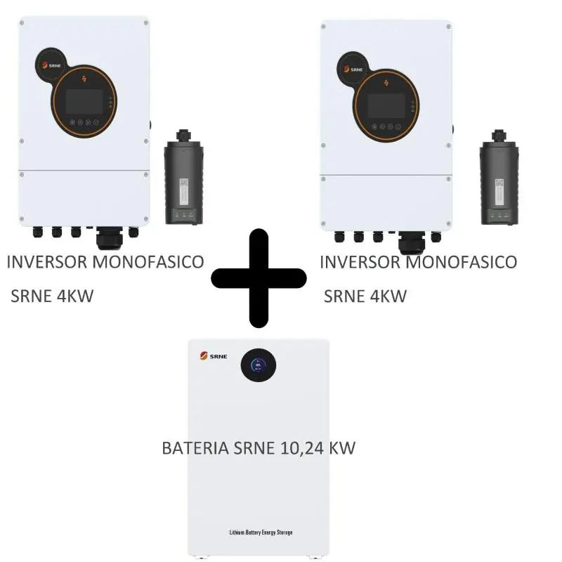 Kit Inversor Híbrido Monofásico En Paralelo 8Kw + Batería 10,24Kw Precio De Fábrica
