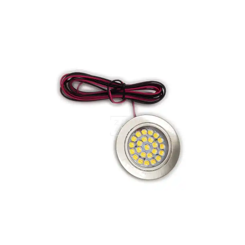 Venta Final FOCO LED ACERO INOXIDABLE PULIDO DE 12V ENCASTRABLE 24 LEDS 60 LUMENES DIMENSIONES: ø65 x H12 MM.