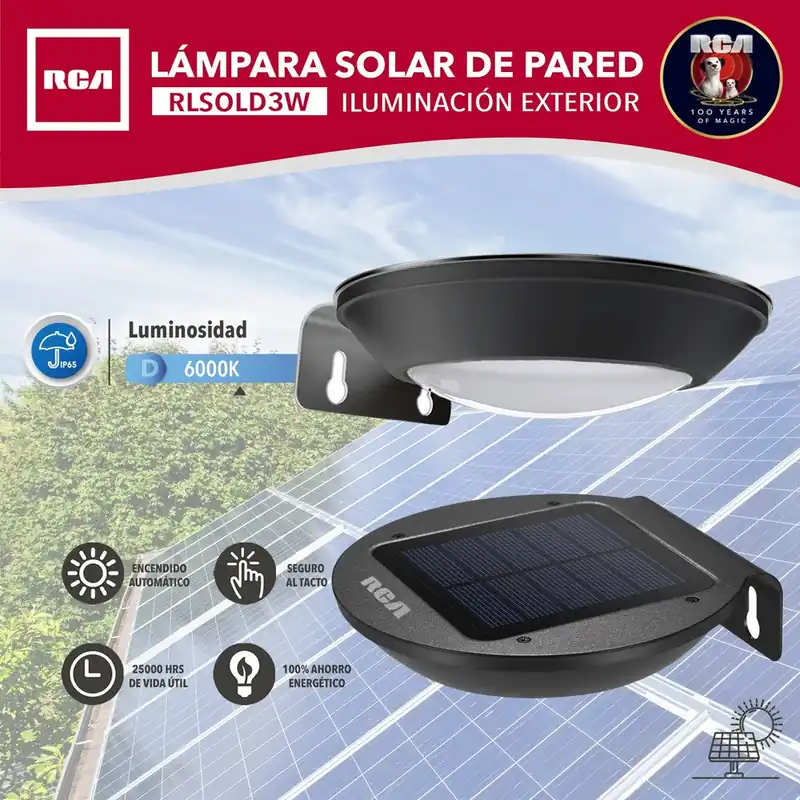 Precio Reducido LAMPARA PARED SOLAR C/SENSOR MOV 260 LUMENES RCA