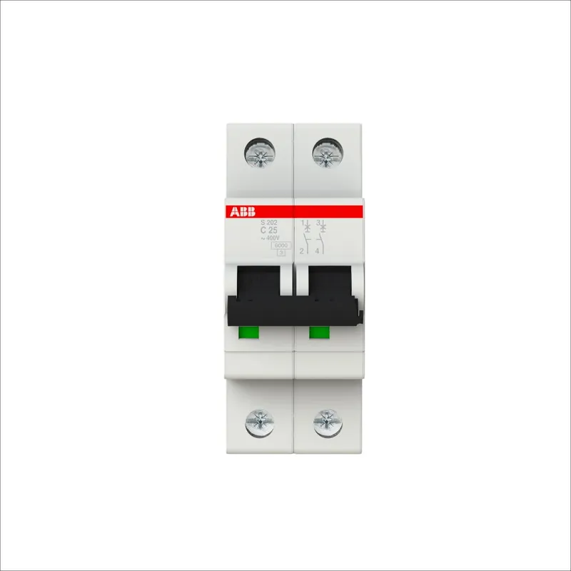 Barato MINIBREAKER ABB (S202-C25) 480V C 6KA 2P 25A AC/DC