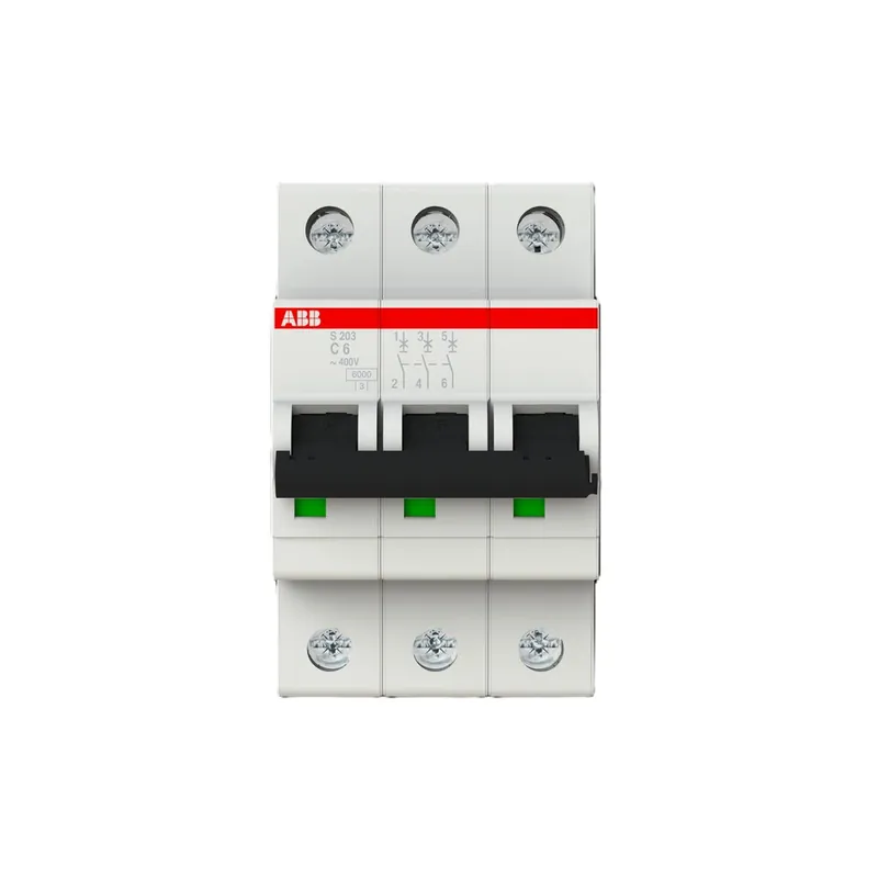 MINIBREAKER ABB (S203-C6) 480V C 6KA 3P 6A AC/DC Disponible Ahora