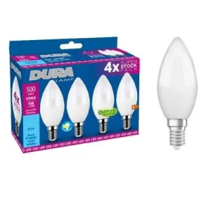 Promoción Exclusiva Bombilla LED Duralamp 5W E14 6400K Oliva 4 piezas CC37C-4