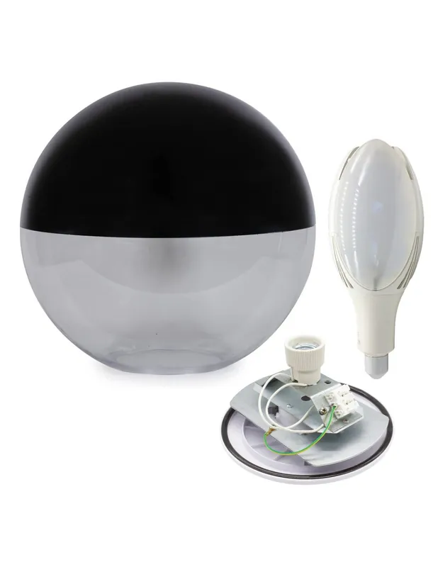 Novedad Difusor Bola farola 45CM Negro-Traslúcido + Base E27 + Bombilla 50W