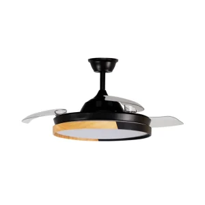 Ventilador DC Emperador 72W Negro/Haya 3 Aspas Desplegables 7200LM Remoto Memoria Temporizador Directo De Fábrica