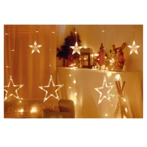 A Buen Precio Cortina LED con estrellas 3,5M 8 funciones Luz cálida IP44