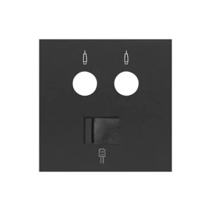 Última Oportunidad SIMON 10000072-238 Tapa con 2 módulos para toma R-TV+SAT RJ45 negro mate SIMON 100