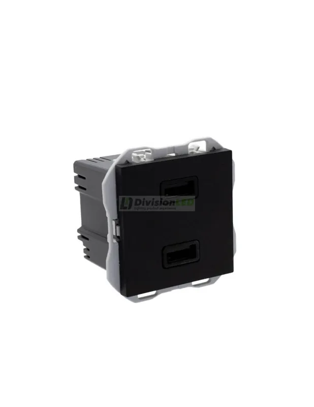 Última Oportunidad SIMON 20000096-098 Cargador USB doble 2,1A tipo A+A negro mate SIMON 270