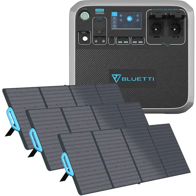 Kit solar camper Bluetti AC200P 2000Wh con 3 paneles solares PV200 - Suscribirse al boletín Novedad