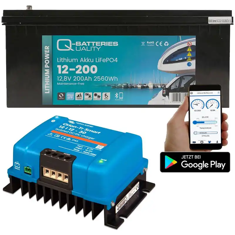Batería litio LiFePO4 Q-Batteries 12.8V 200Ah con Victron Orion-Tr Smart 12/12-30A - Suscribirse al boletín Comprar En Línea