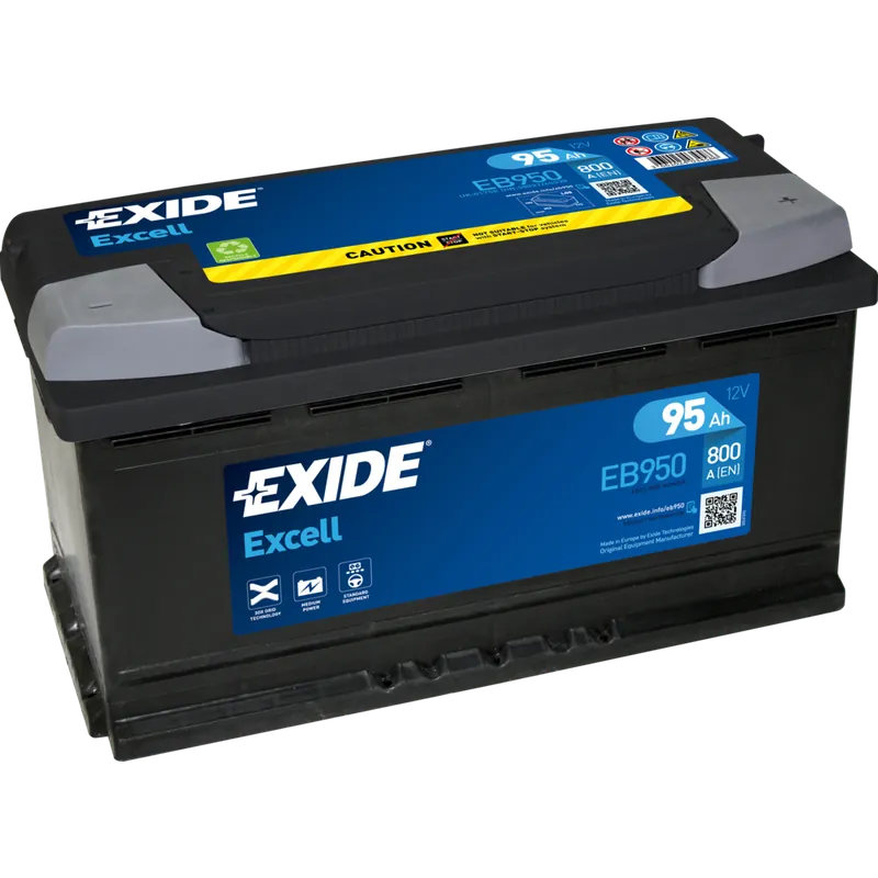 Batería Exide EB950 Excell. 12V - 95Ah/800A (EN) Caja L5 - Suscribirse al boletín Últimas Unidades