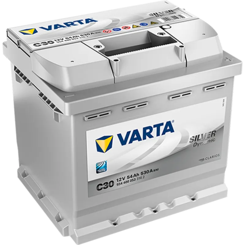 Batería Varta C30 Silver Dynamic. 12V - 54Ah/530A (EN) 554 400 053 316 2 Caja L1 - Suscribirse al boletín Compra Ahora