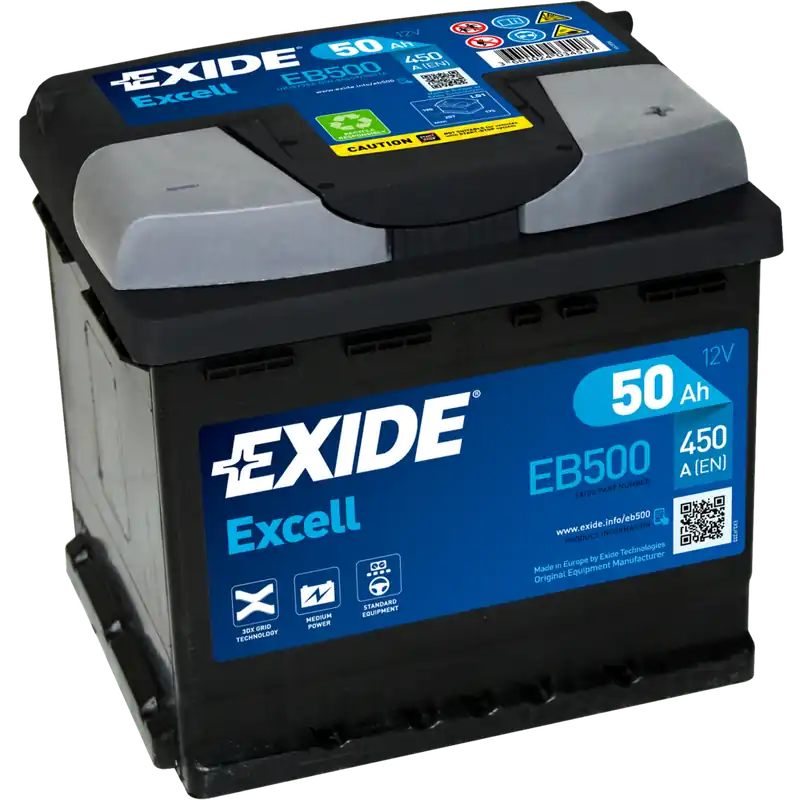 Solo Hoy Batería Exide EB500 Excell. 12V - 50Ah/450A (EN) Caja L1 - Suscribirse al boletín