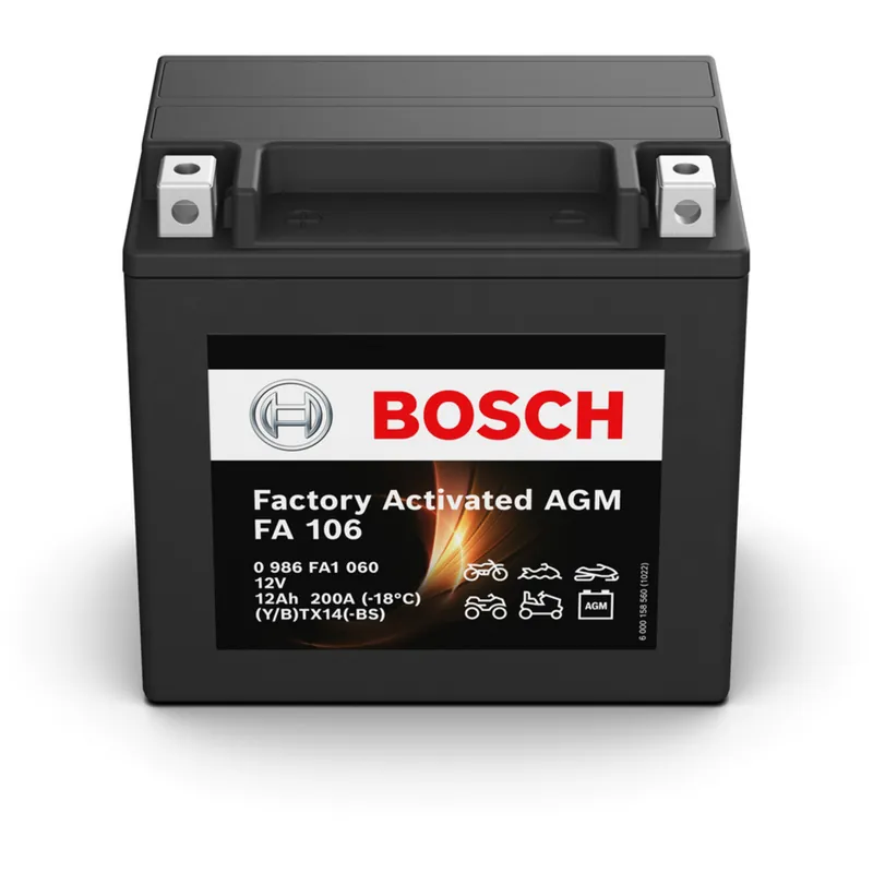 Precio De Oferta Batería Bosch FA106 - AGM. Tecnología AGM. 12V - 12Ah/200A (EN) - Suscribirse al boletín