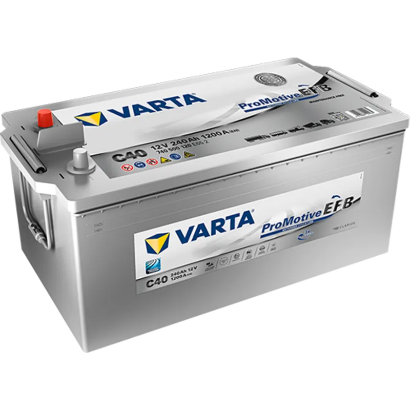 Batería Varta C40 Promotive Efb. Tecnología EFB. 12V - 240Ah/1200A (EN) 740 500 120 E65 2 Caja C - Suscribirse al boletín Bestseller