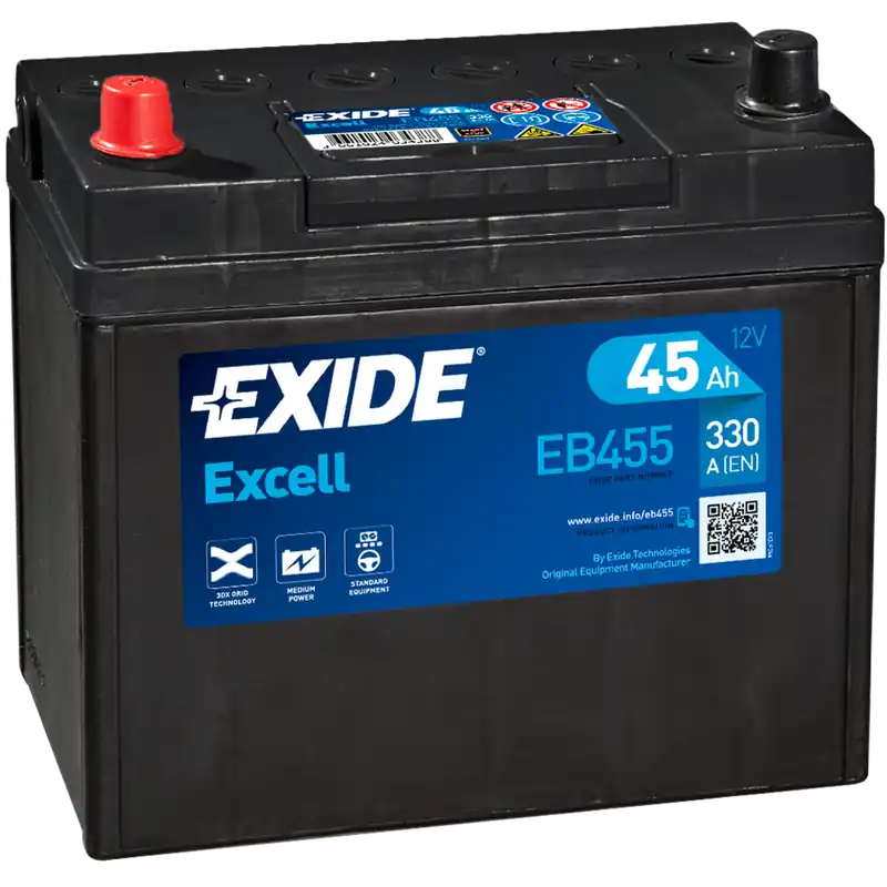 Promoción Batería Exide EB455 Excell. 12V - 45Ah/330A (EN) Caja B24 - Suscribirse al boletín
