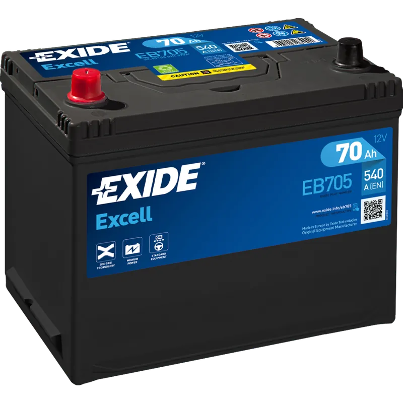 Bestseller Batería Exide EB705 Excell. 12V - 70Ah/540A (EN) Caja D26 - Suscribirse al boletín