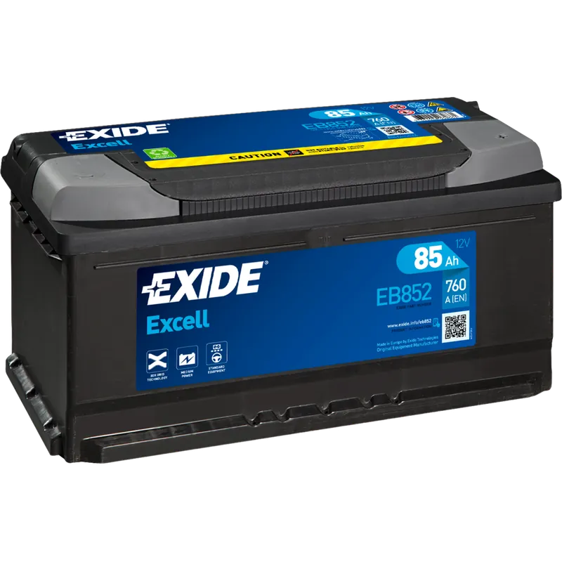 Batería Exide EB852 Excell. 12V - 85Ah/760A (EN) Caja LB5 - Suscribirse al boletín No Te Lo Pierdas