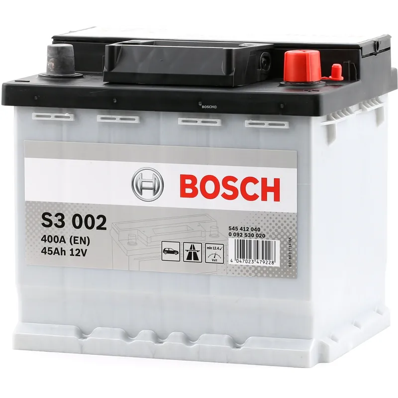 Stock Limitado Batería Bosch S3002 S3 - 12V. 12V - 45Ah/400A (EN) Caja L1 - Suscribirse al boletín