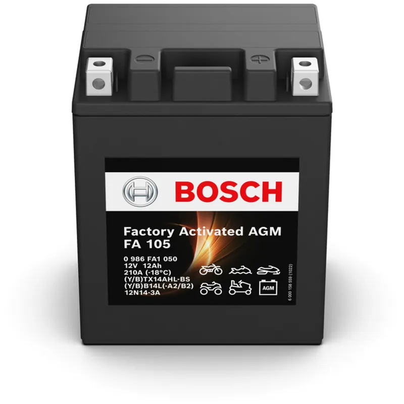 Liquidación Batería Bosch FA105 - AGM. Tecnología AGM. 12V - 12Ah/210A (EN) - Suscribirse al boletín