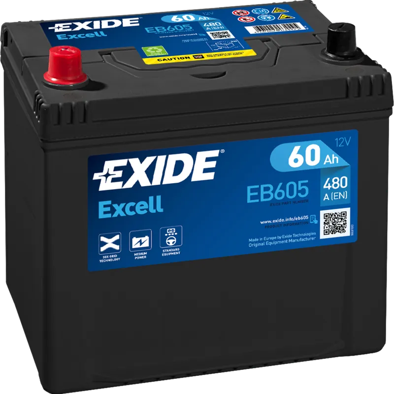 Rebajas Batería Exide EB605 Excell. 12V - 60Ah/480A (EN) Caja D23 - Suscribirse al boletín
