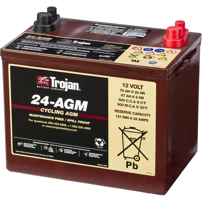 Ocasión Especial Batería Trojan 24-AGM 12 Volt Deep-Cycle Agm Batteries. 12V - 76Ah/500A (EN) (274x174x219mm) - Suscribirse al boletín