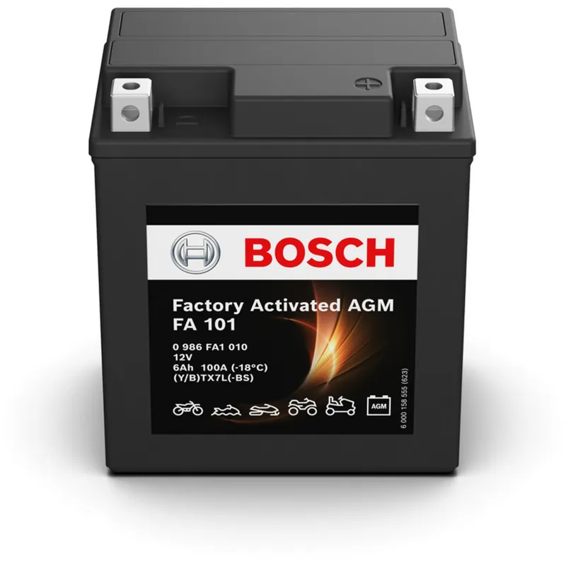 Batería Bosch FA101 - AGM. Tecnología AGM. 12V - 6Ah/100A (EN) - Suscribirse al boletín Promoción